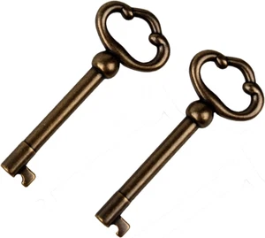 Skeleton Key Antique Brass Plated Hollow Barrel Old Furniture Keys for Ca - Picture 1 of 11