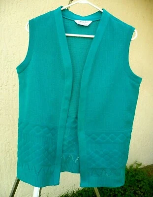 DE COLECCIÓN AÑOS 80 DONOVAN GALVANI OF DALLAS M L TEXTURIZADO VERDE TEJIDO SUÉTER CHALECO TOP MUJER Foto 1 de 4