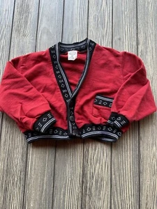 Vintage Wild Boys Red Black Sweater Size 3 Cotton - Picture 1 of 8