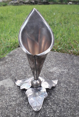 EPNS Silver Plate Spill Vase Leaf Leaves Base Scandinavian? • 4.99£
