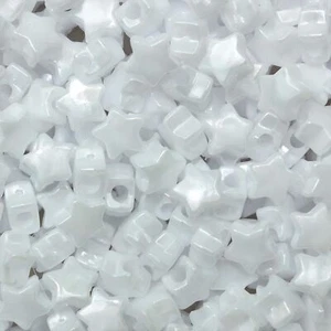 Star Beads White Pearl 13mm Pony Beads Large Hole Made in USA - Picture 1 of 2