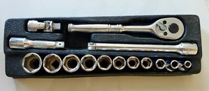 JUEGO DE EXTENSIÓN DE LLAVE DE VASO DE TRINQUETE DE ACCIONAMIENTO DE 15 PIEZAS 6 puntos métrico - Imagen 1 de 5