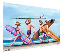 Framed Canvas Art Print - Beach surf - surfing - Artwork painting Australia