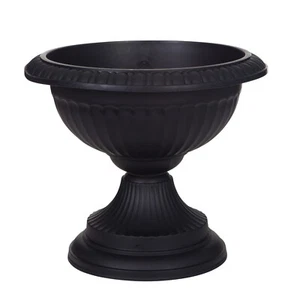 42cm Grecian Urn Planter Flower Pot Classic Traditional Outdoor Plastic Black - Picture 1 of 4