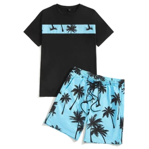 Conjunto de 2 piezas de camisas y pantalones cortos de verano para hombre conjunto de suéter nuevo - Imagen 1 de 21