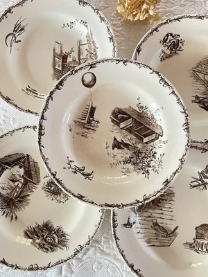 5 Assiettes Creuses terre de Fer HB&Cie Choisy Le Roi Sépia - Photo 1/4