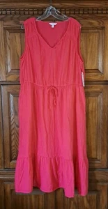 Vestido para mujer XXXL 22 Time And Tru rosa intenso verano algodón largo nuevo con etiquetas - Imagen 1 de 5
