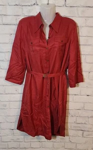 L.L. Bean Silk Linen Belted Shirt Dress Sz 6 - Picture 1 of 6