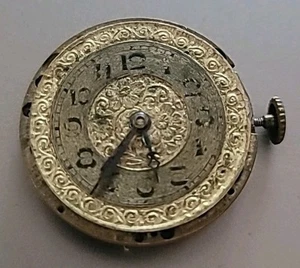 SB6-41: Times Watch Movement 6 Jewels Floral Dial Swiss Two Positions Vintage - Picture 1 of 2