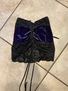 Vintage Fredericks Of Hollywood Purple Velvet Lace Top Waist Corset Bustier S Y2 - Picture 1 of 4