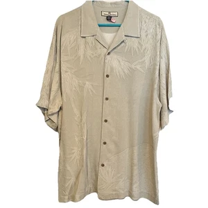 Tommy Bahama Silk Shirt Men’s XL Neutral Short Sleeve Resortwear Vacation Luau - Picture 1 of 9