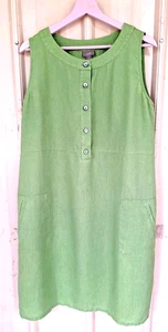 J Jill LinenSheath Dress LSleeveless Round Neck PatchPockets 5 Button Tab Empire - Picture 1 of 12