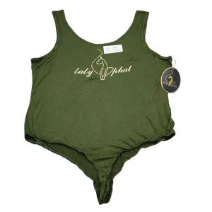 Baby Phat Swimsuit Womens 3X Green Rayon Spandex Logo Printed Tank One Piece - Picture 1 of 16