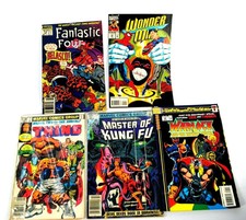 Lot of 5 Marvel Comic Books Vintage Fantastic Four The Thing Wonder Man Kung Fu