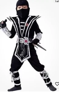 Spooktacular Creations Silver Ninja Costume Outfit Youth Sz Small - Picture 1 of 4
