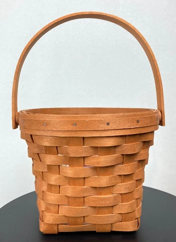 1995, Longaberger, Handwoven, Small Fruit Basket with Swing Handle and Liner Cover