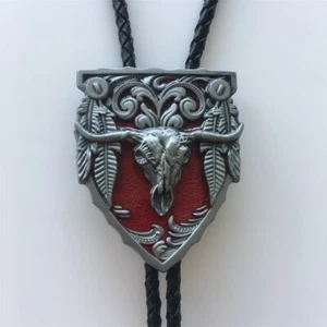 Nuevo collar vintage Red Long Horn Bull Western Bolo Tie también en los EE. UU. - Imagen 1 de 8