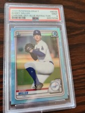 2020 Bowman Draft Bobby Miller 1st Chrome Sky Blue Refractor Psa 9 80579706
