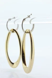 14k Gold Puffed Hollow HOOP Earrings. Intertwined Glossy Loop earrings. MILOR It - Picture 1 of 9