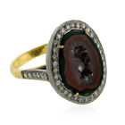 Gemstone Pave Diamond 18kt Gold 925 Sterling Silver Ring Fashion Jewelry