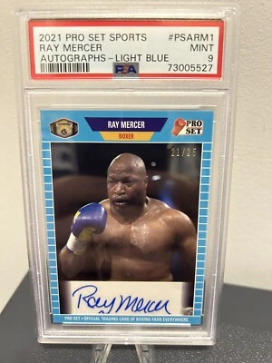 2021 Leaf Pro Set Sports RAY MERCER RC Light Blue Autograph 21/25 PSA 9 Pop 1 - Image 1 of 2