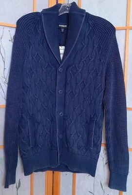 Express vintage inspired Oversize Fir Cardigan Sweater Mens Size Small (NWTS) - Image 1 of 4