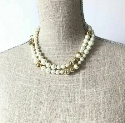 Colar longo de pérolas Tory Burch ouro clássico com tampa e bolsa novo sem etiquetas - Imagem 1 de 4