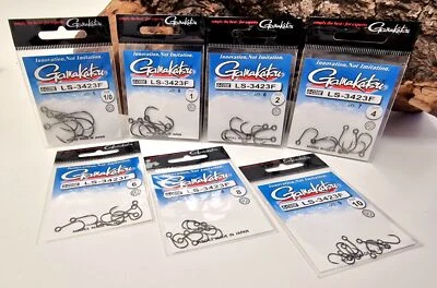 Gamakatsu LS-3423F New Label Eyed Hooks 1 2 4 6 8 10 1/0 Haken vertikales Öhr