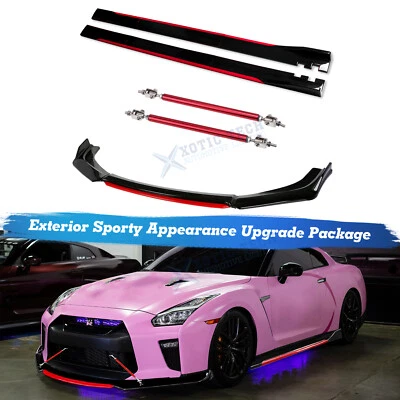 Front Bumper Lip Spoiler Splitter+Strut Rod+Side Skirt For Nissan 350z 370Z GTR - Image 1 of 4