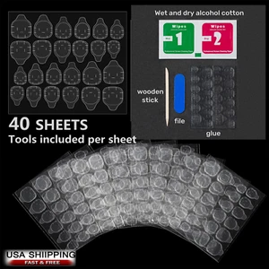 Doppelseitiges Nagelklebeband Aufkleber Klebelaschen zum Andrücken von Nägeln 3-40 Blatt - Bild 1 von 12