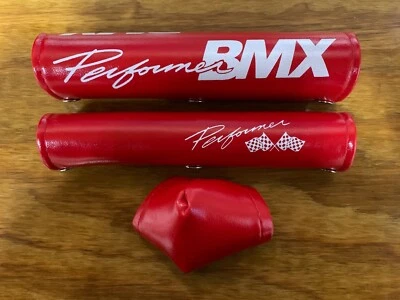 OLD SCHOOL PERFORMER BMX BICYCLE PAD SET RED VINTAGE NOS - Image 1 of 4