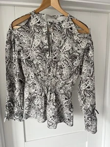NEU OHNE ETIKETT ALL SAINTS LAVETE WEISS GRAU PAISLEY SHIRT OBERTEIL UVP 118 £ XS - Bild 1 von 10