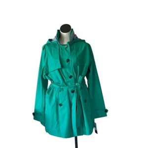 NWT Women Weatherproof Jade Green Belted Trench Coat Button Closure 2X - Picture 1 of 6