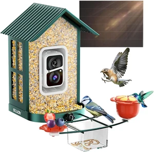 Vogelfutterhaus Kamera solarbetrieben, 2K Live Video, eichhörnchensicheres Metallgehäuse, Humm - Bild 1 von 12