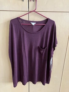Caslon short sleeve pocket T-shirt women’s size 3 X burgundy new with tags - Picture 1 of 4