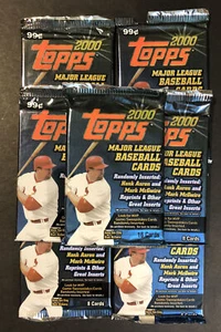 2000 Topps MLB Baseball 6 Regular Packs & 1 Jumbo - Picture 1 of 6