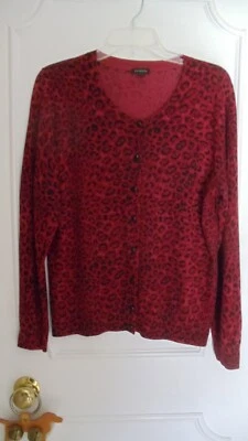 Cárdigan TALBOTS Rojo Estampado Animal Usado Talla XL Foto 1 de 4