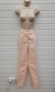 100% LINEN TROUSERS,80S,90S, RETRO STYLE,STUDDED,HIGH WAIST,POCKETS,SIZE 12,NWTS - Picture 1 of 8