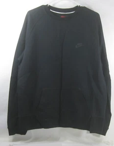 545163 012 Nike Tech Fleece Pullover Crewneck Triple Black Sweatshirt MEN Size L - Picture 1 of 5