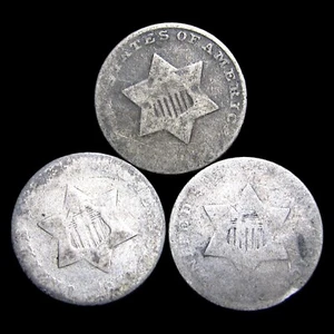 Lot of 3 Silver Three Cent Piece 3cp Silver -- Nice Details Coin Lot ---- #028D - Picture 1 of 2