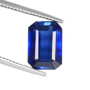 Zafiro azul natural certificado 6,30 quilates corte esmeralda piedras preciosas sueltas para Navidad - Imagen 1 de 4