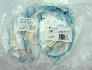 Lot (4)  Monoprice OM3 Fiber Optic Cable LC/LC 50/125Type 10GB Aqua 1m P/N 6385 - Picture 1 of 4