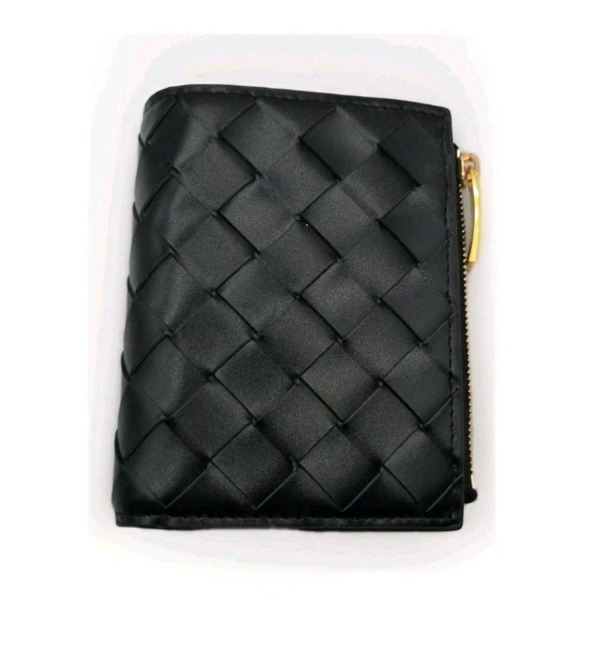 Cartera Bottega Veneta Negra Intrecciato Cuero Doble Pliegue - Pequeña Imperfección  Foto 1 de 4