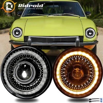 7" inch DOT LED Headlights Hi-Lo Beam Halo DRL w/Turn For Datsun 280ZX 240Z 260Z Foto 1 de 4