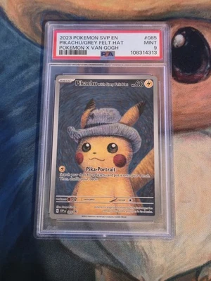 Pokemon Pikachu with Grey Felt Hat PSA 9 Mint - Image 1 of 2