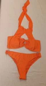 NWOT Unbranded Womens 2 Piece Bikini Bright Orange Swimsuit Size Large - Picture 1 of 14