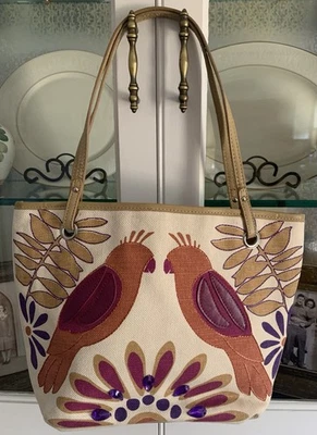 Relic Parrot Bohemian Appliquéd Canvas Shoulder Bag Tropical - Image 1 of 4