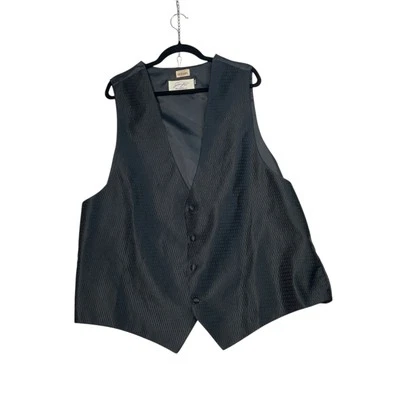 Jean Yves Vest Formal Black Mens Elastic Adjustable Waist Four Button Sz XXXL - Photo 1/4