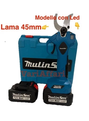 Cesoia Mulinsen 45mm Brushless 72v 2 Batterie 5ah Con LED Forbice Per Potatura - Immagine 1 di 2