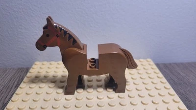 Auténtico LEGO - Caballo Marrón con Ojos Negros Brida Roja Melena Negra Animal Figura 9376 Foto 1 de 2